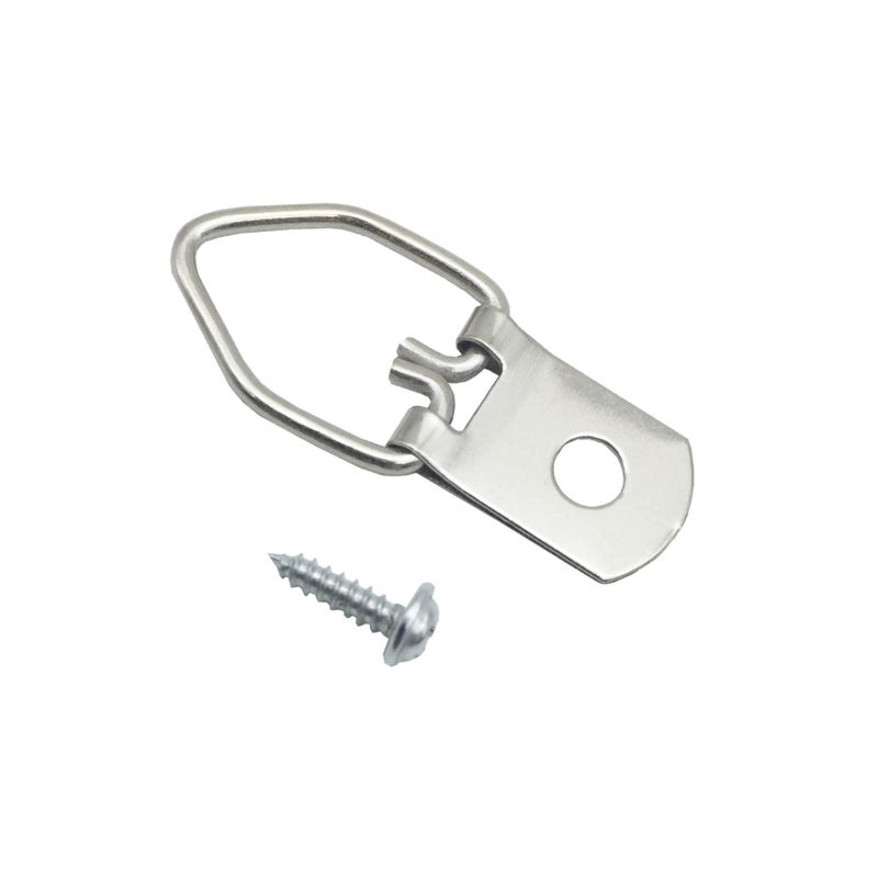 EesTeck 100 Pack Small D-Ring Steel Picture Hangers with Screws Picture Frames Picture Hang Solutions, for Hanging Clock Paintings Artwork Picture Frame Hook Photos - Image 1